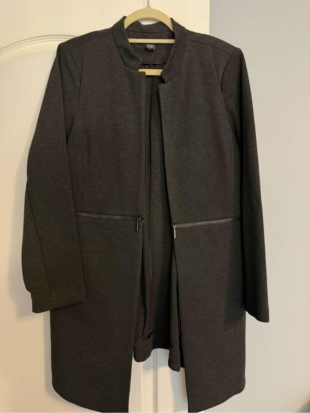 Alfani Dark Gray Open-Front Long Trench Coat
